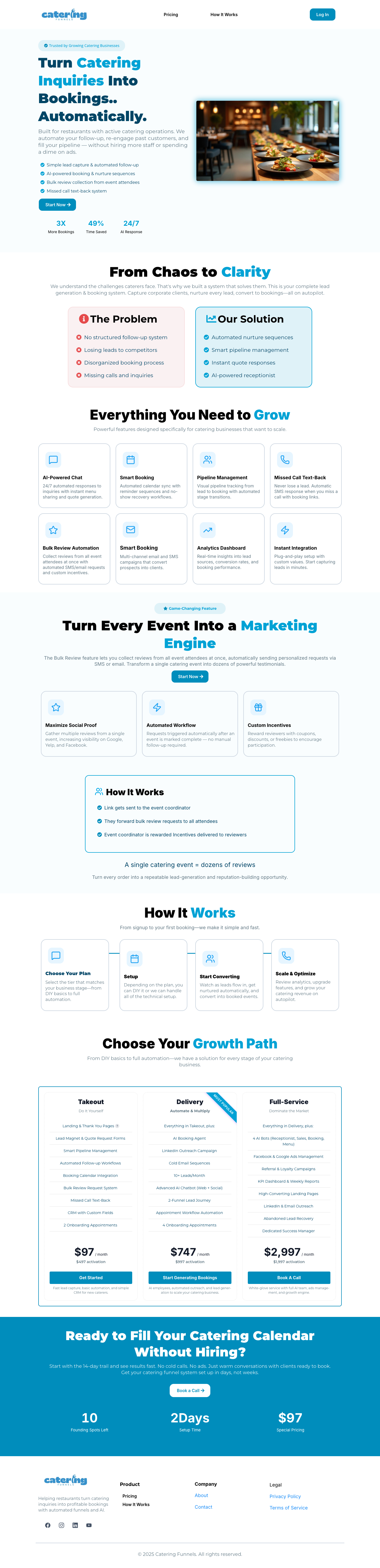 Catering Funnels full landing page screenshot