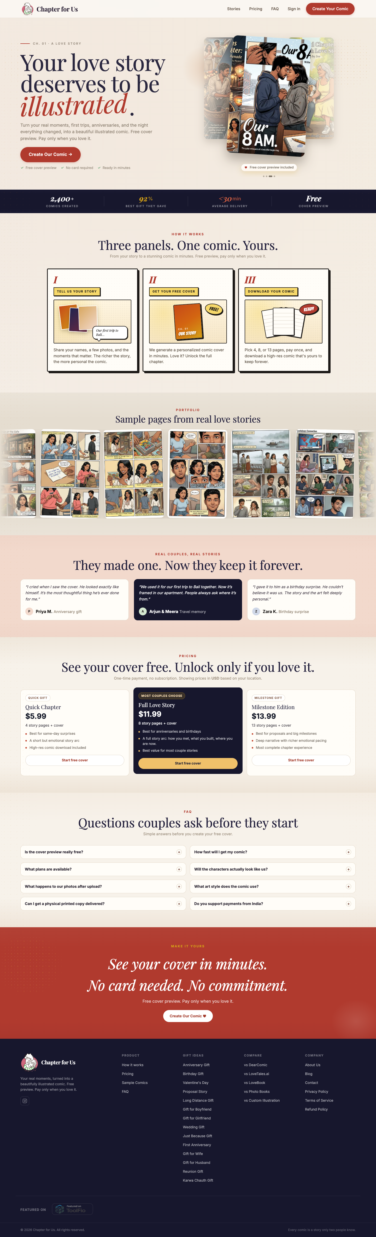 Chapterforus full landing page screenshot