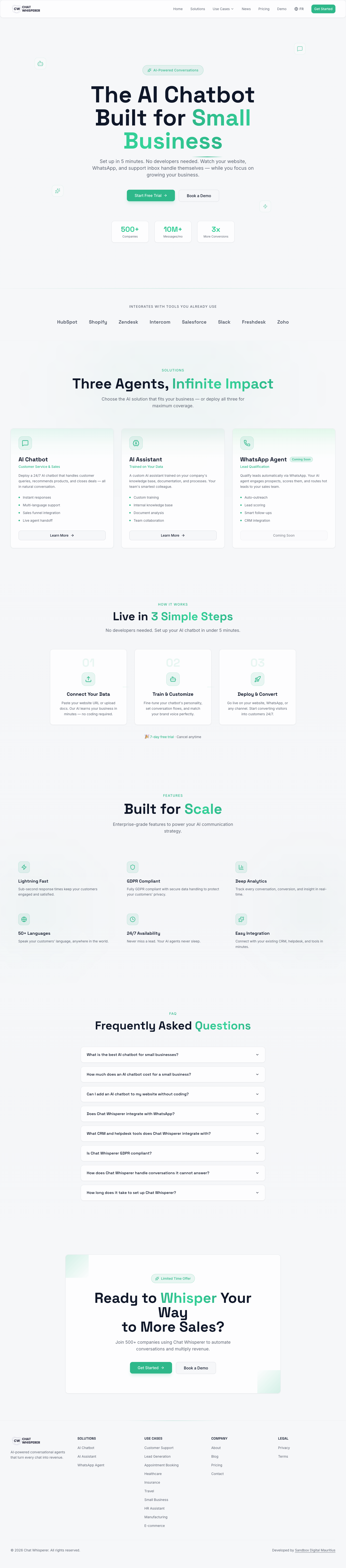 Chat whisperer full landing page screenshot