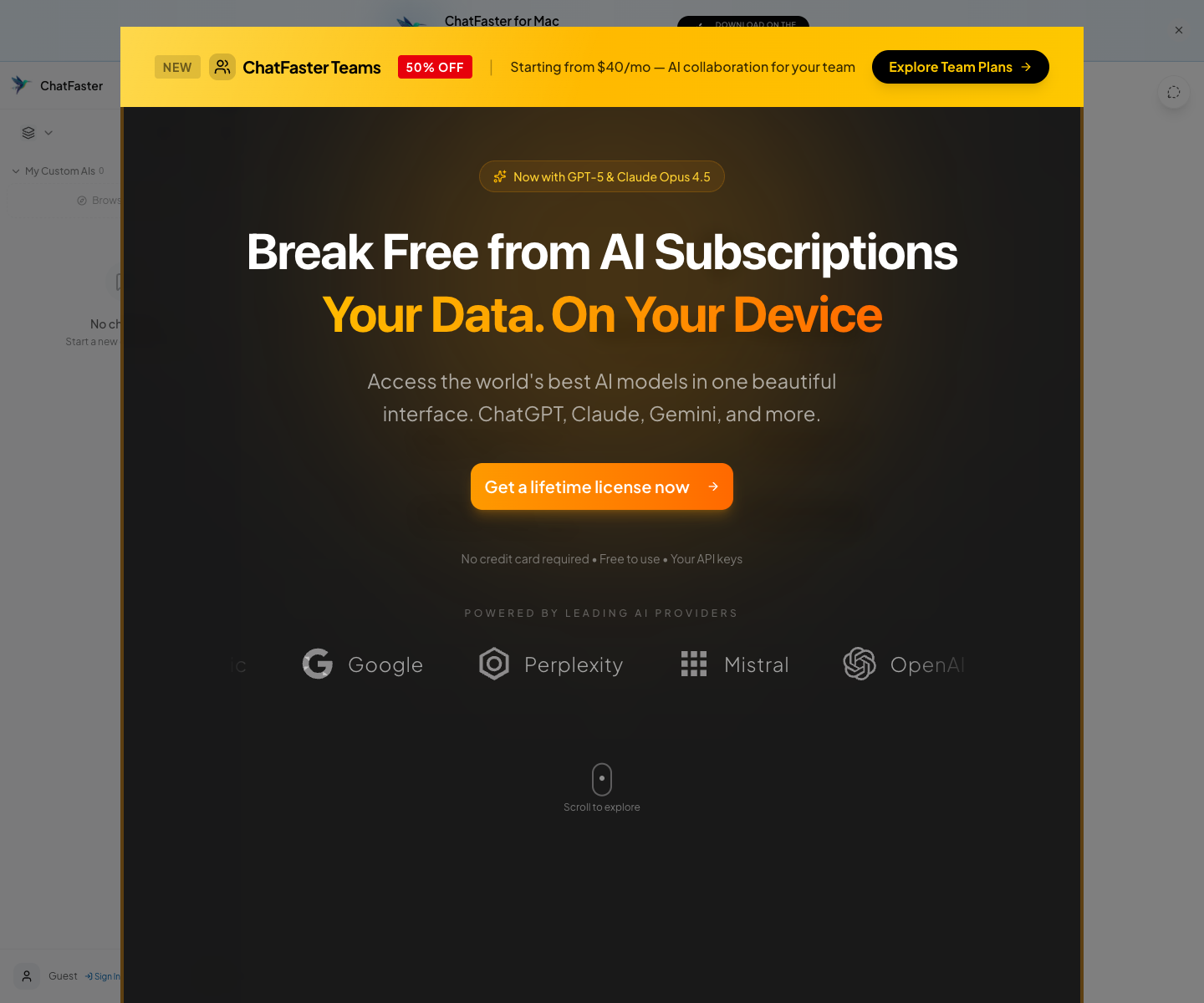 ChatFaster.app full landing page screenshot