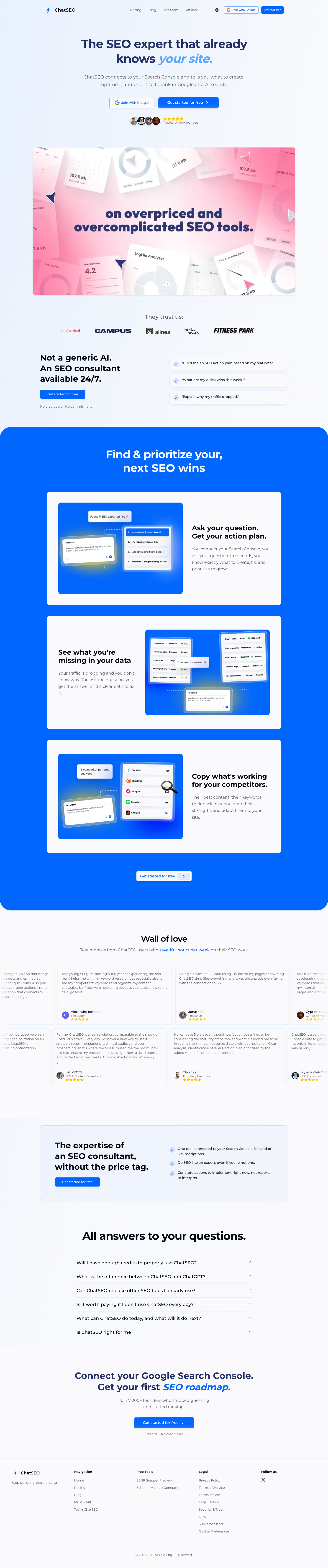 ChatSEO full landing page screenshot