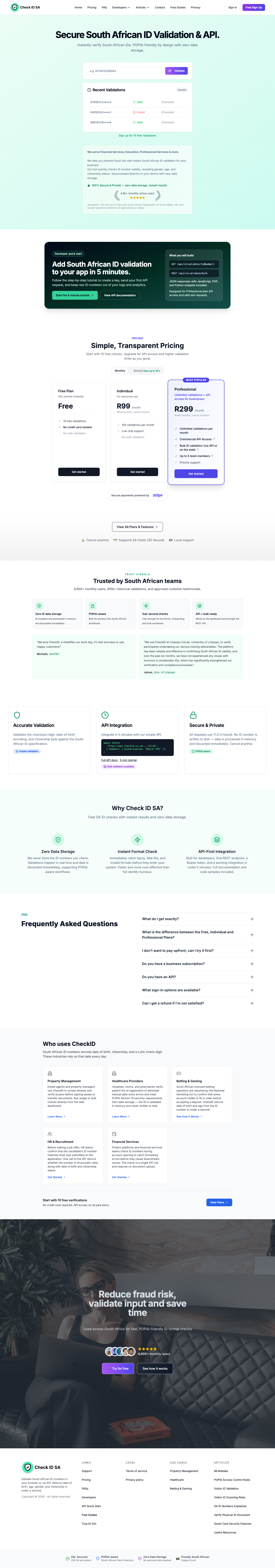 Check ID full landing page screenshot