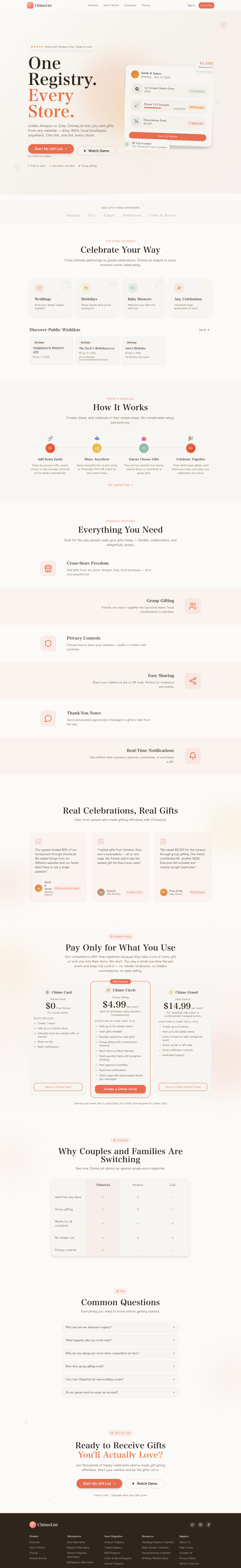 ChimeList full landing page screenshot