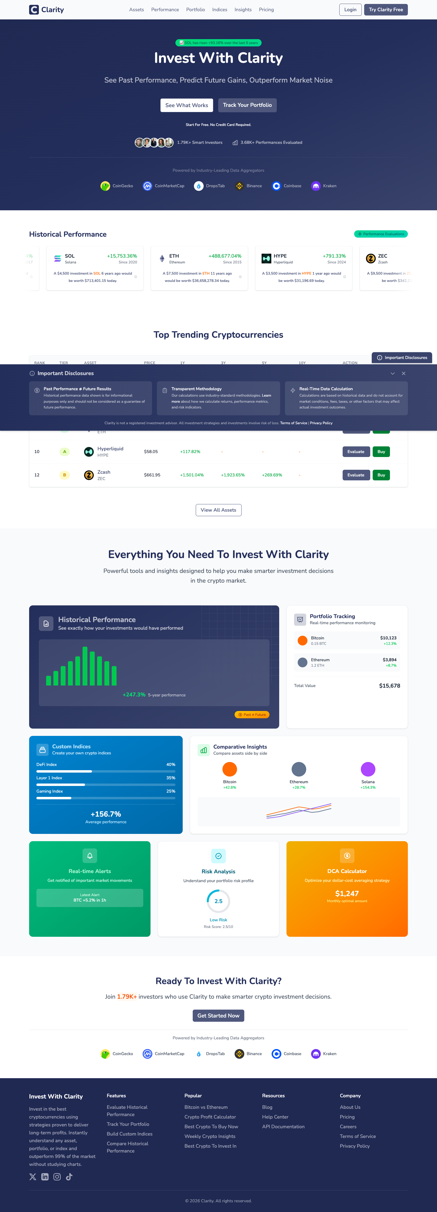 Clarity full landing page screenshot
