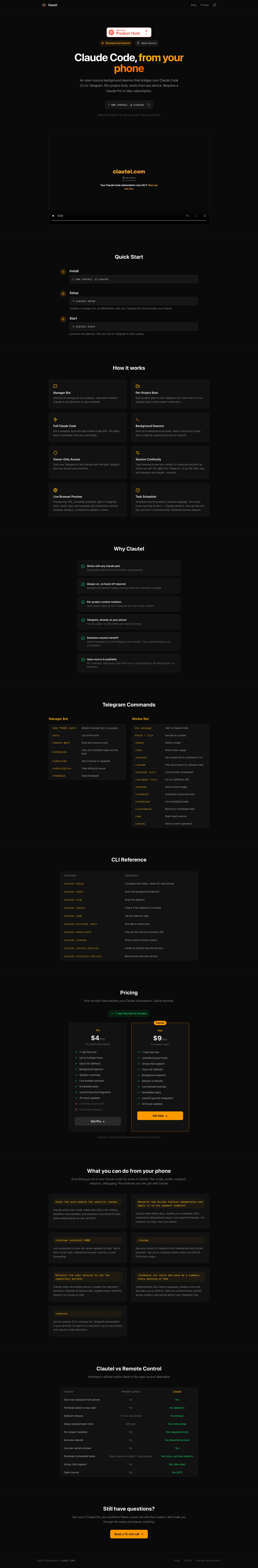 Clautel full landing page screenshot