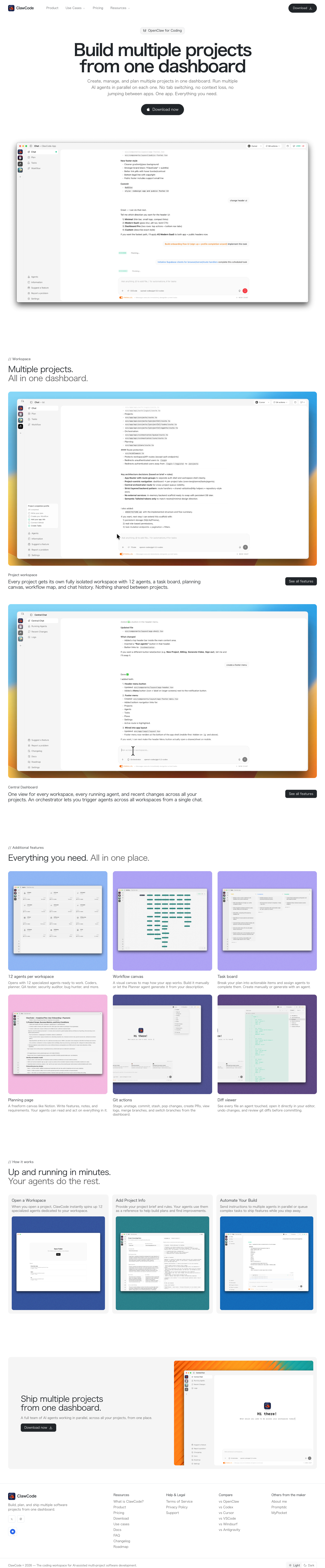 ClawCode full landing page screenshot