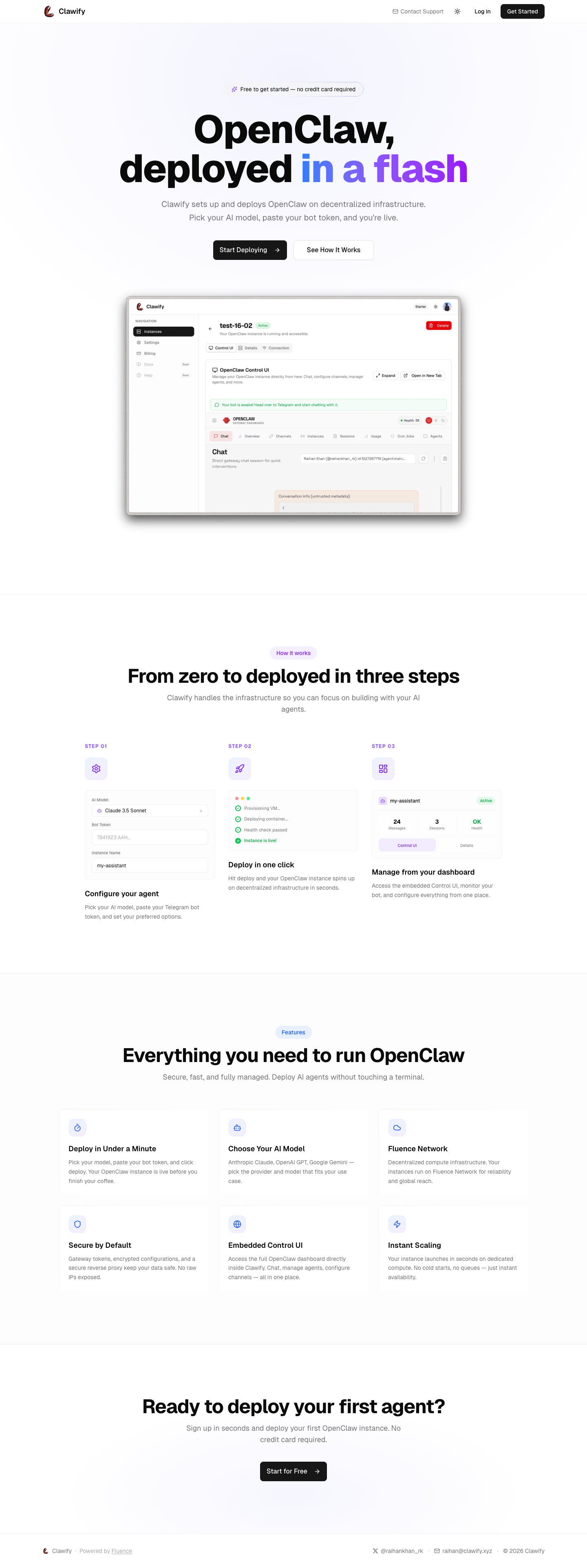 Clawify full landing page screenshot