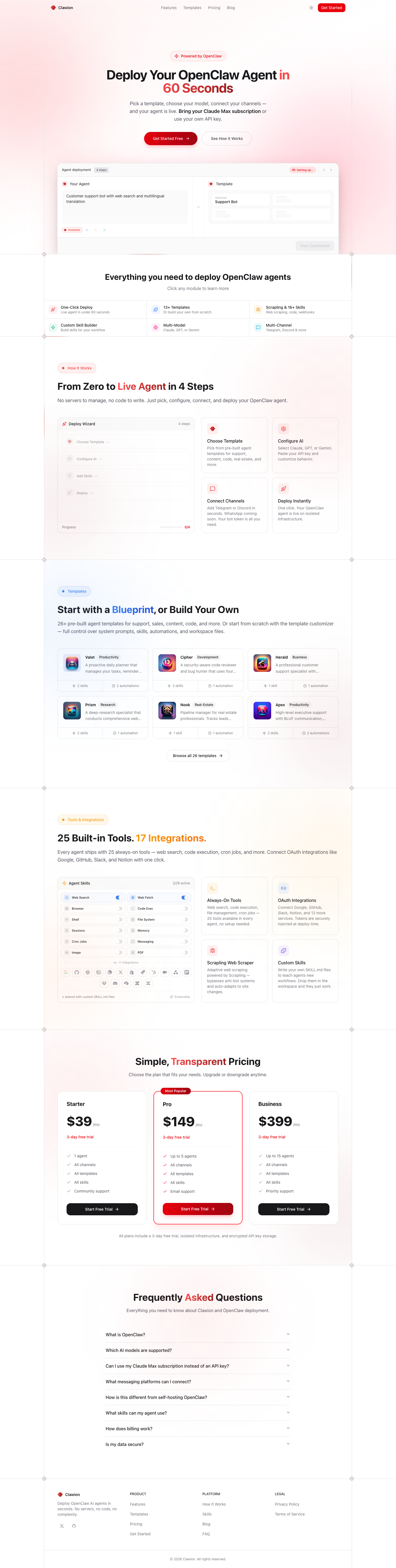 Clawion full landing page screenshot