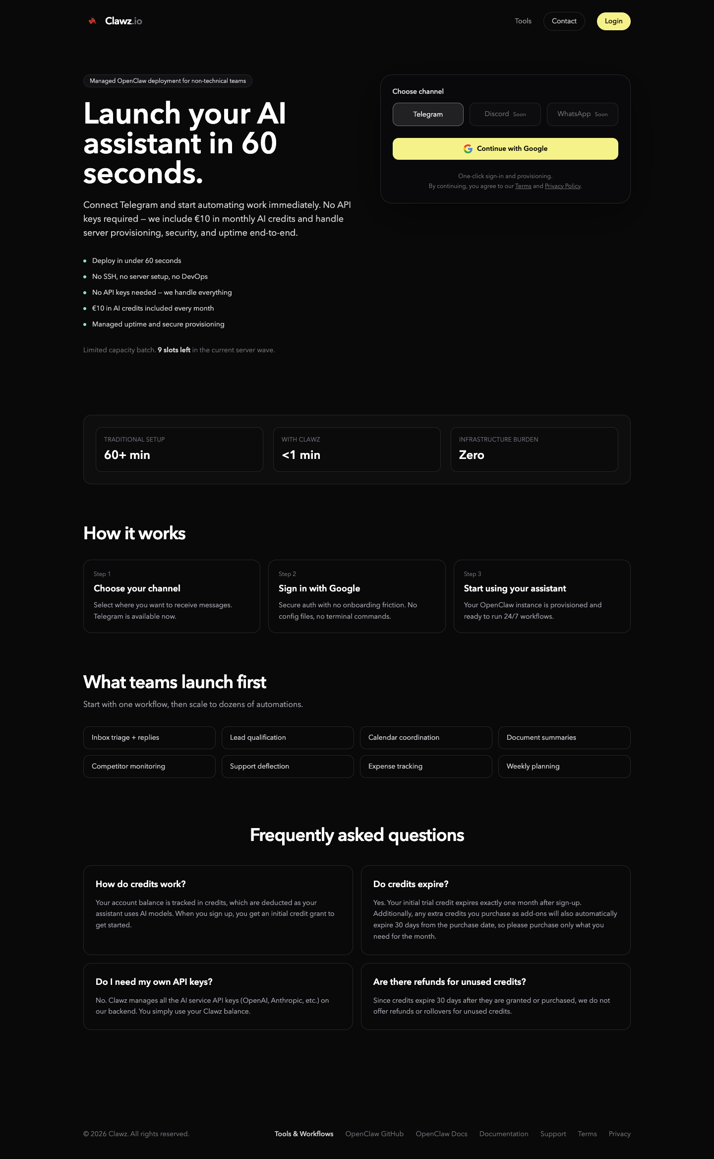 clawz full landing page screenshot