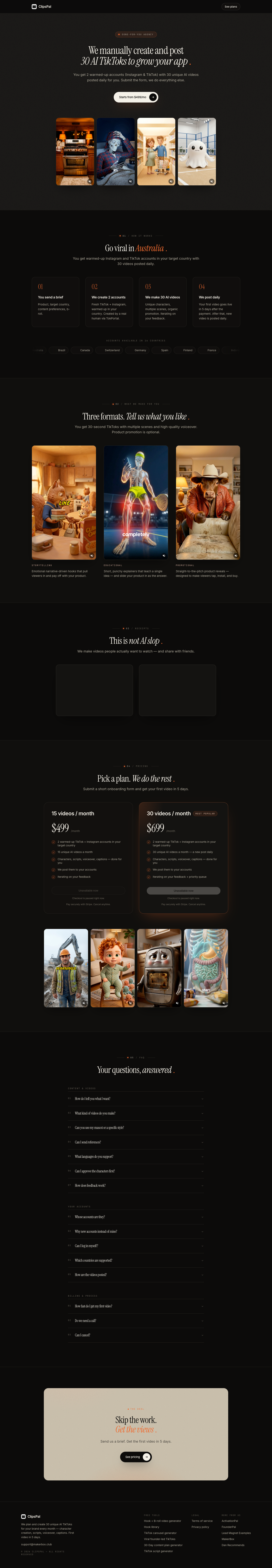 ClipsPal full landing page screenshot
