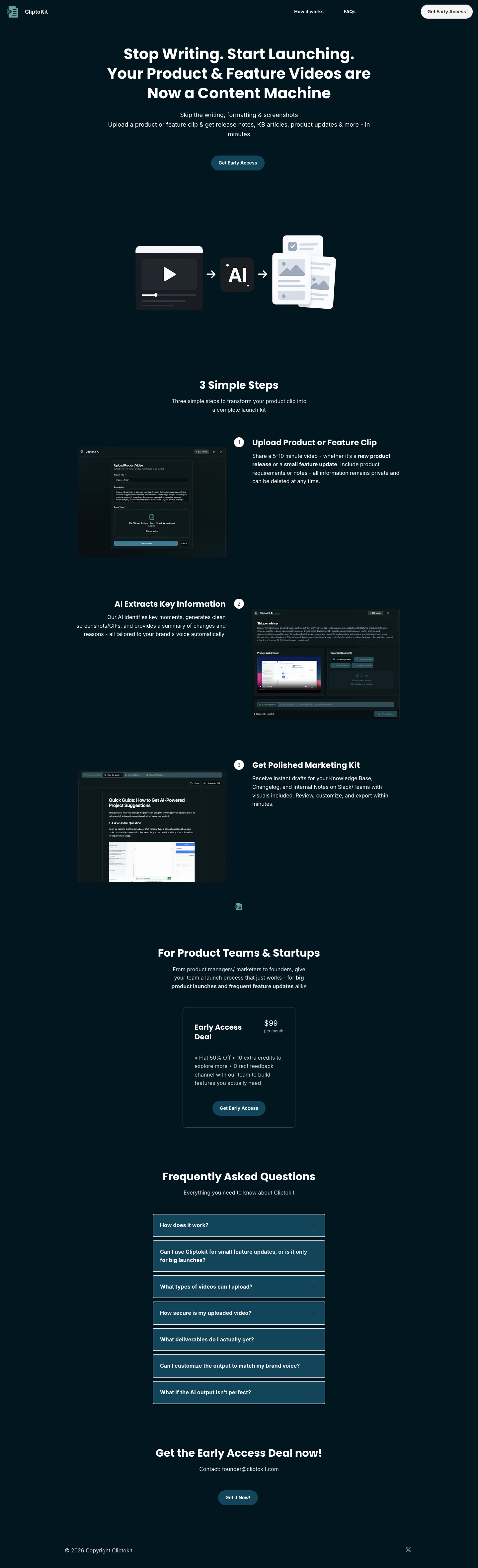 ClipToKit full landing page screenshot