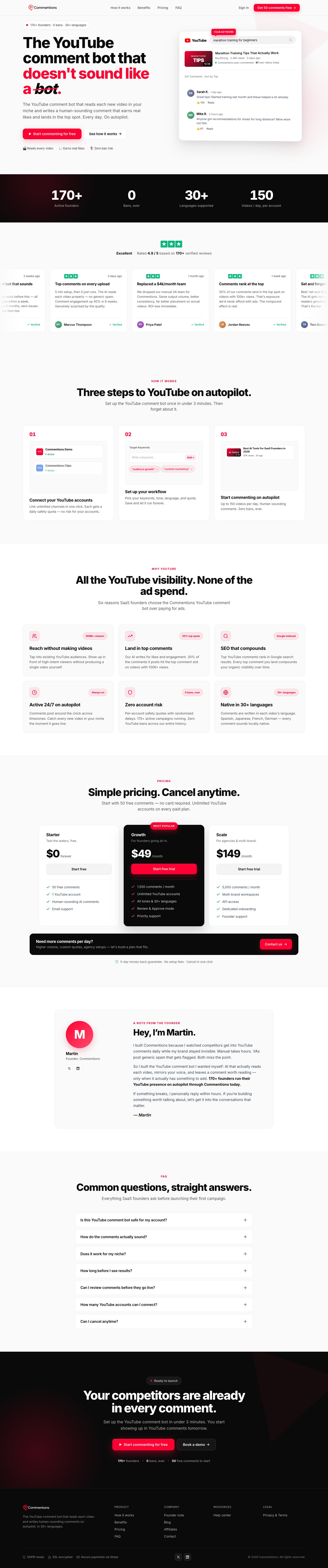 Commentions - Automated Comments with Mentions full landing page screenshot