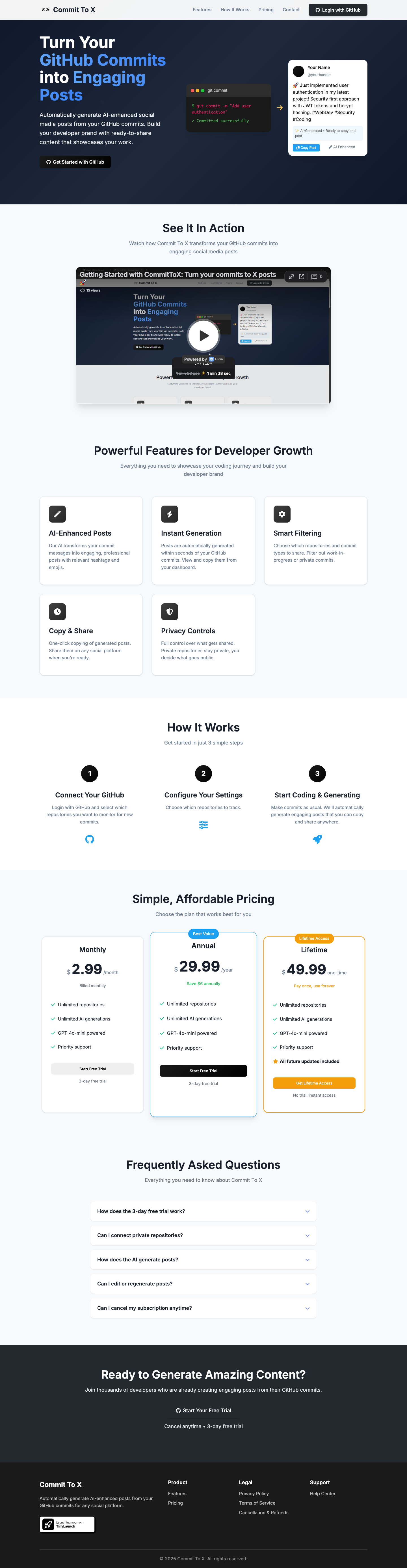 Commit To X full landing page screenshot