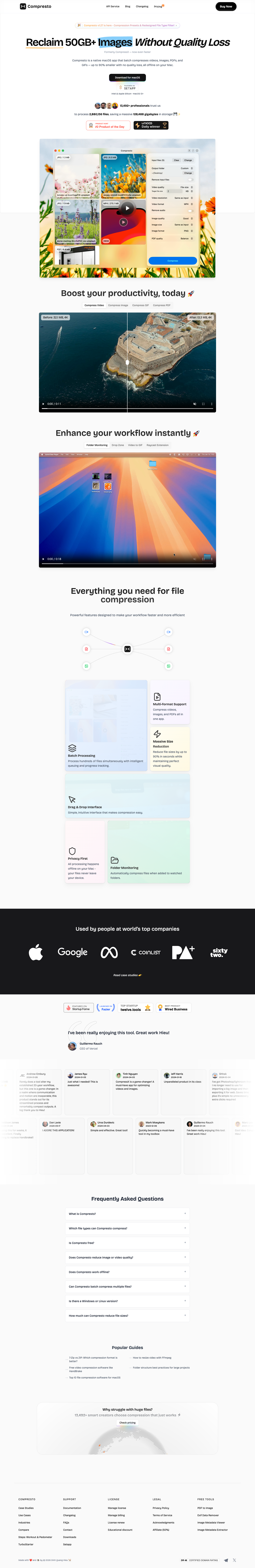 Compresto full landing page screenshot