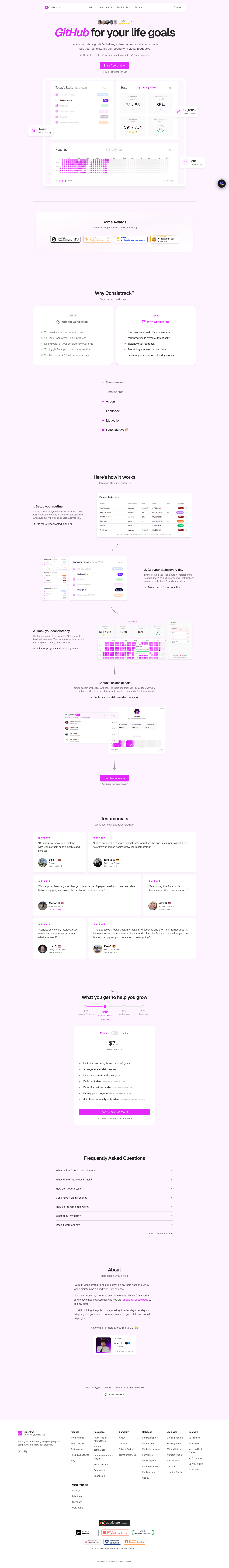 Consistrack full landing page screenshot