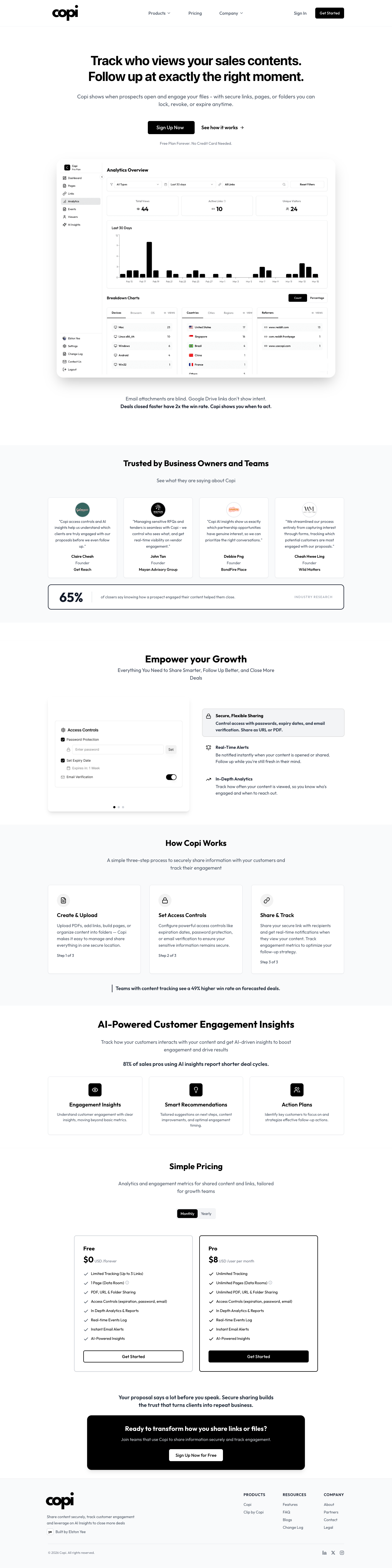 Copi full landing page screenshot