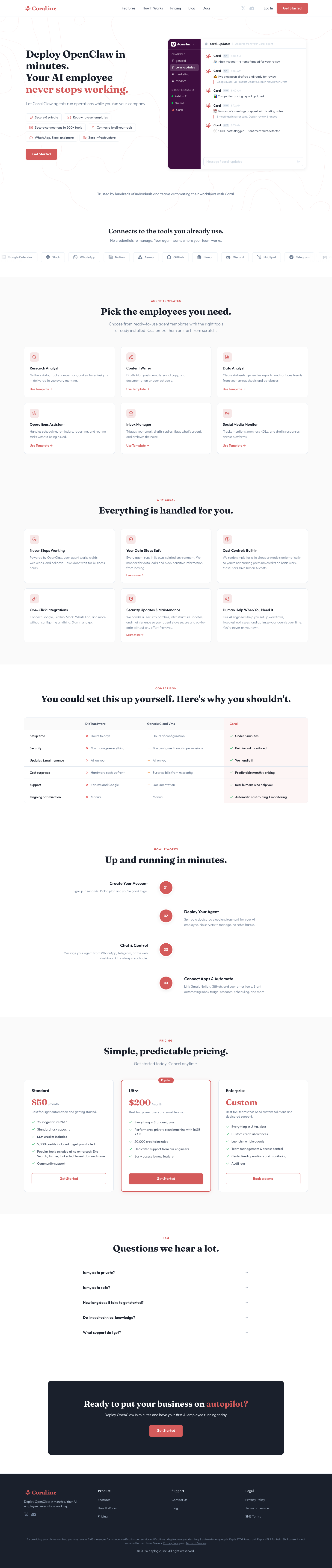 Coral full landing page screenshot