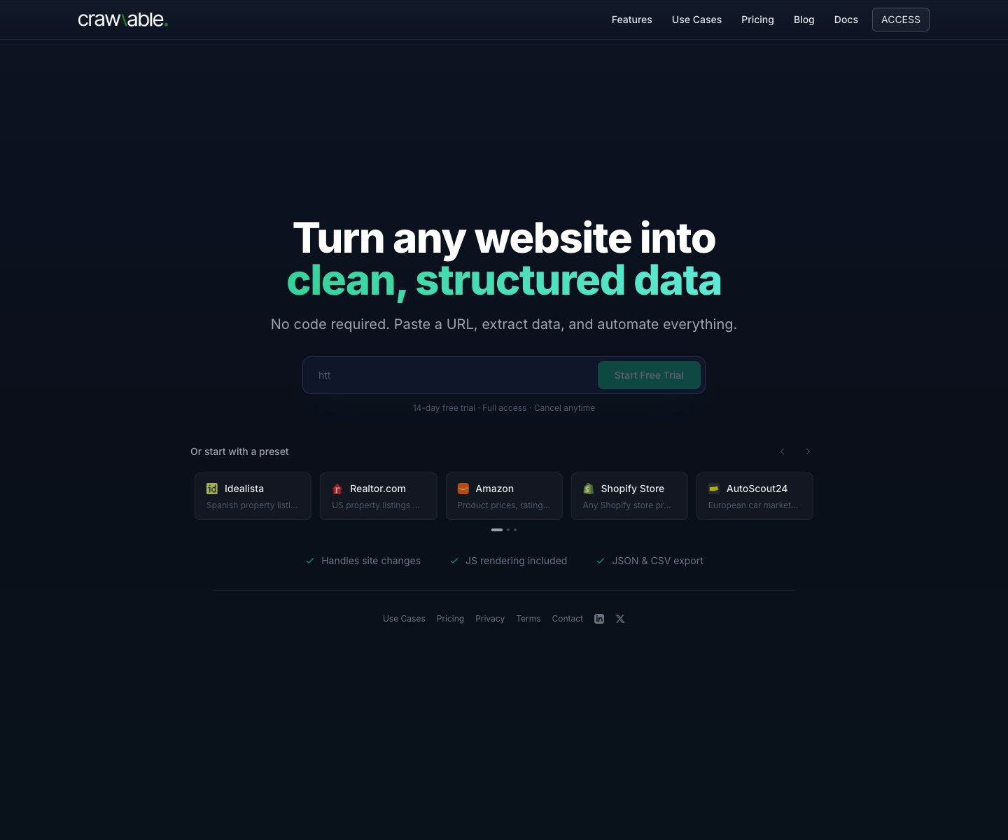 crawlable.app full landing page screenshot