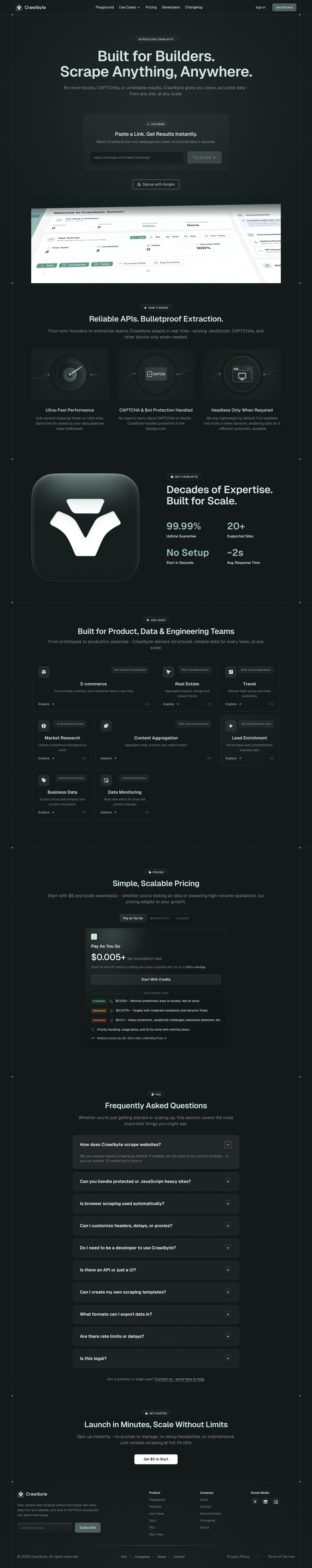 Crawlbyte full landing page screenshot