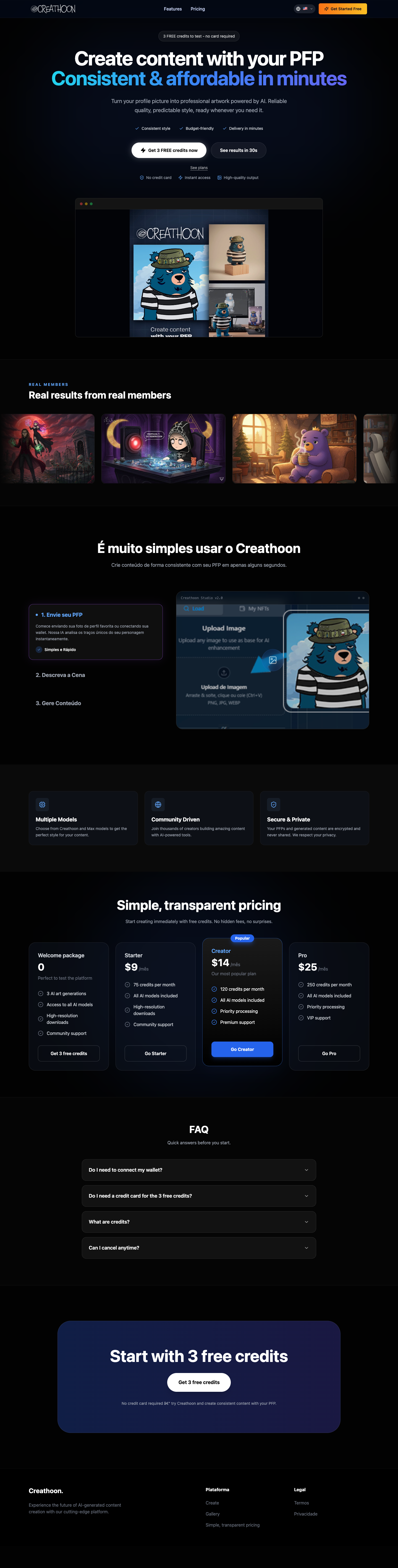 Creathoon.com full landing page screenshot