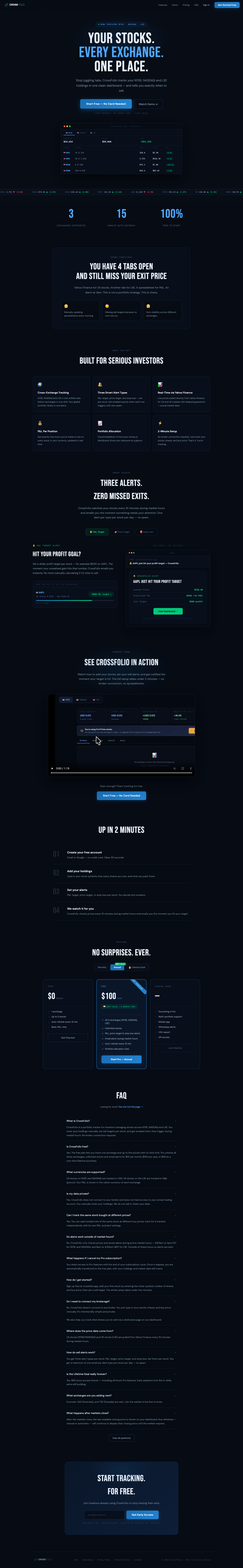 CrossFolio full landing page screenshot