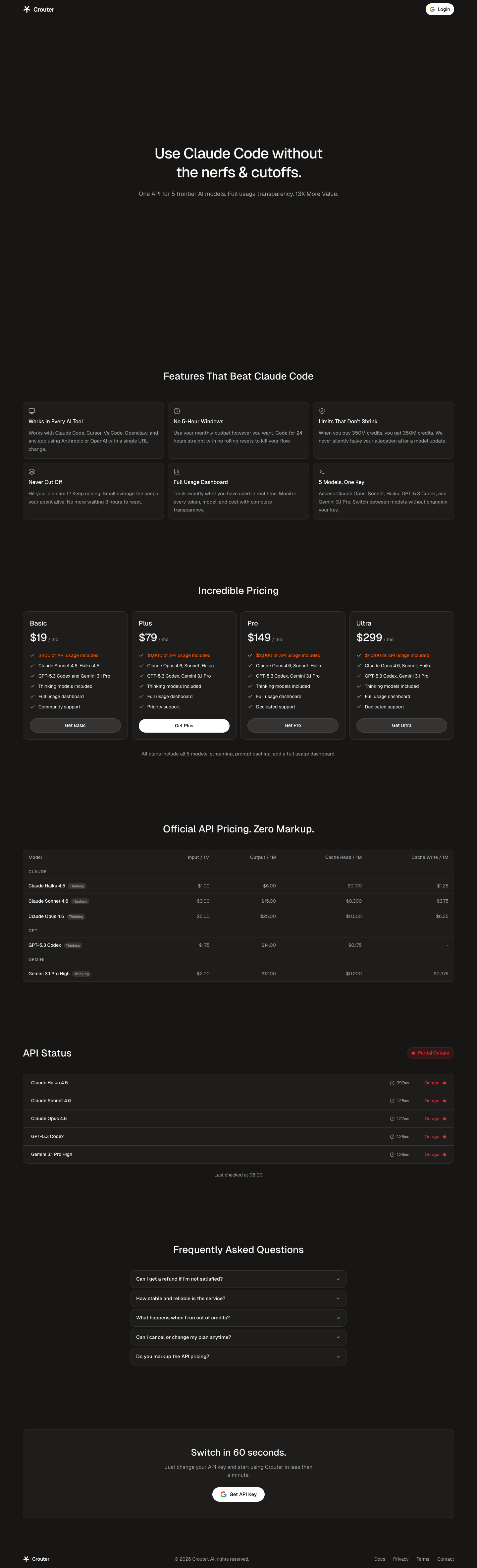 Crouter full landing page screenshot