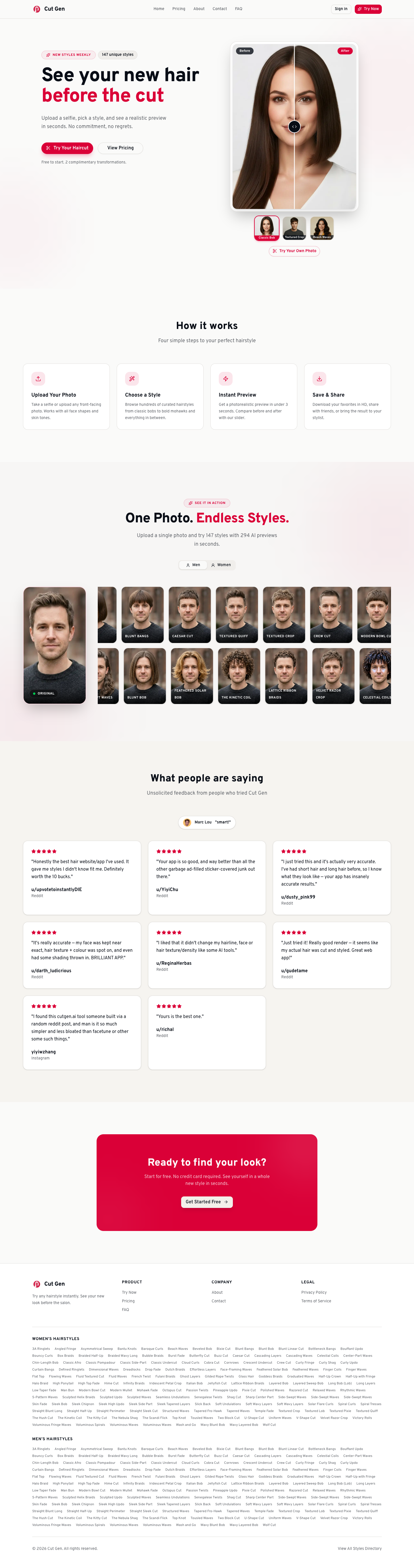 Cut Gen full landing page screenshot