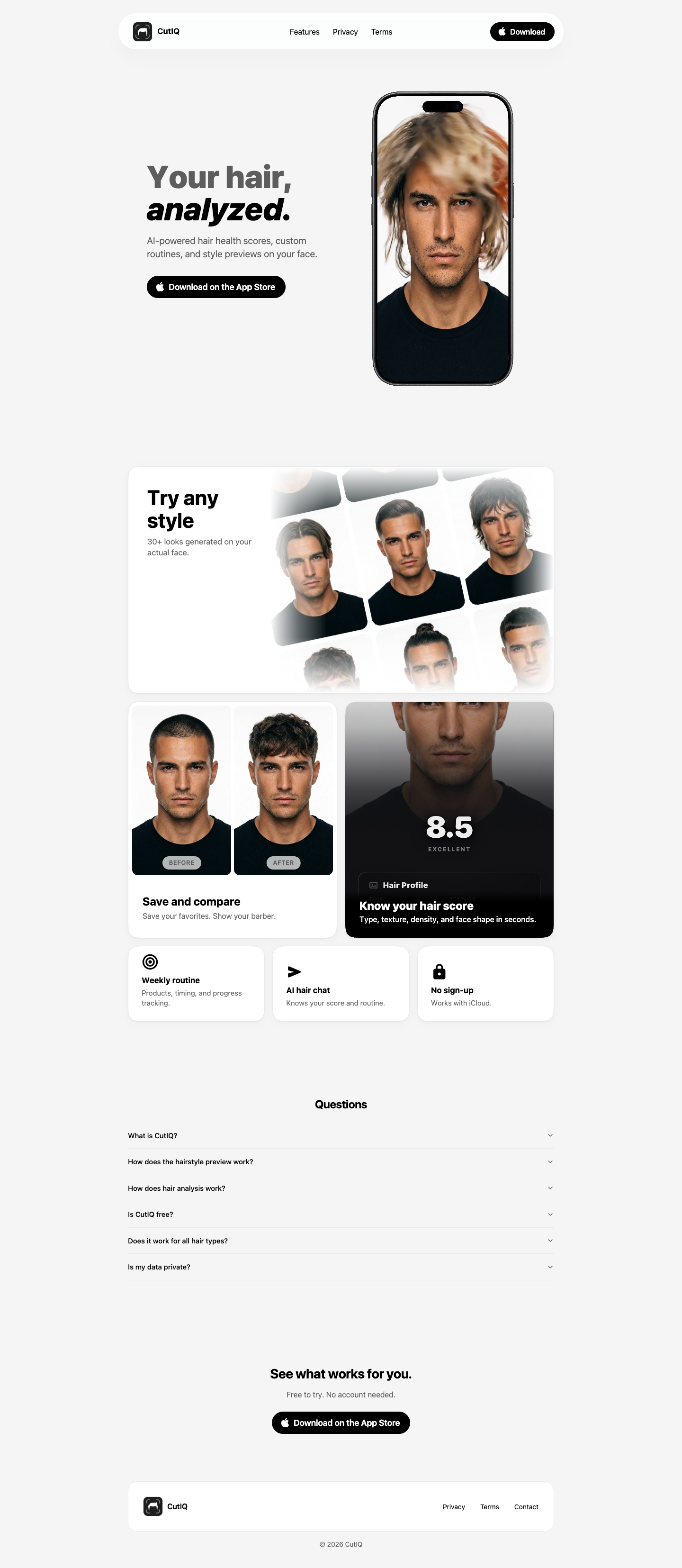 CutIQ full landing page screenshot