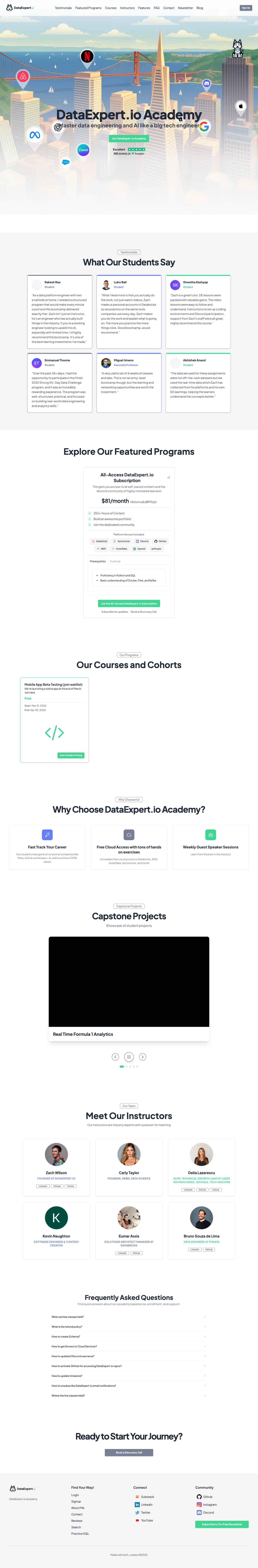 DataExpert / TechCreator full landing page screenshot