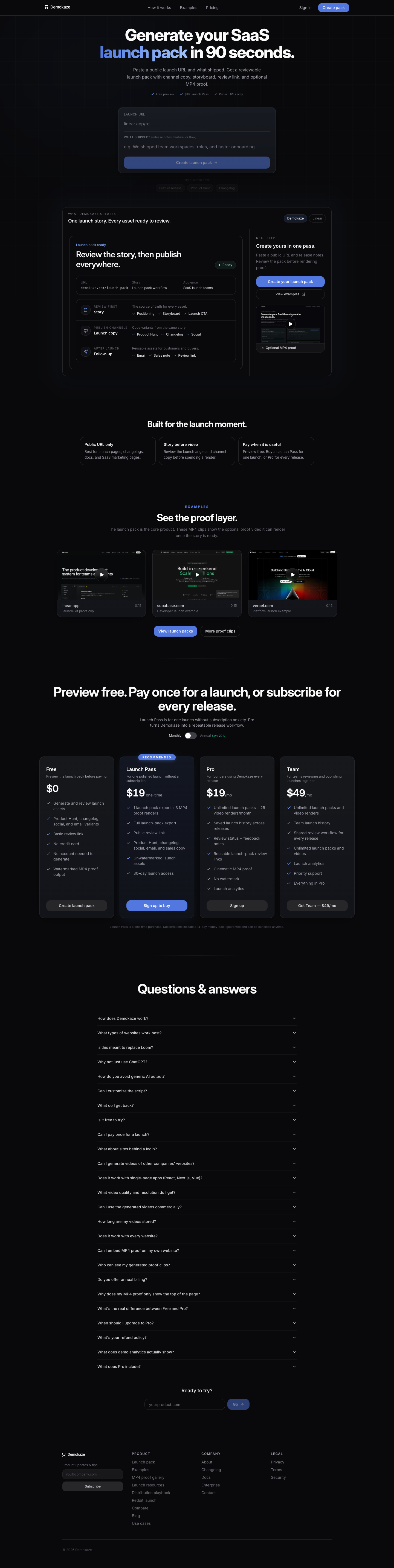 Demokaze full landing page screenshot