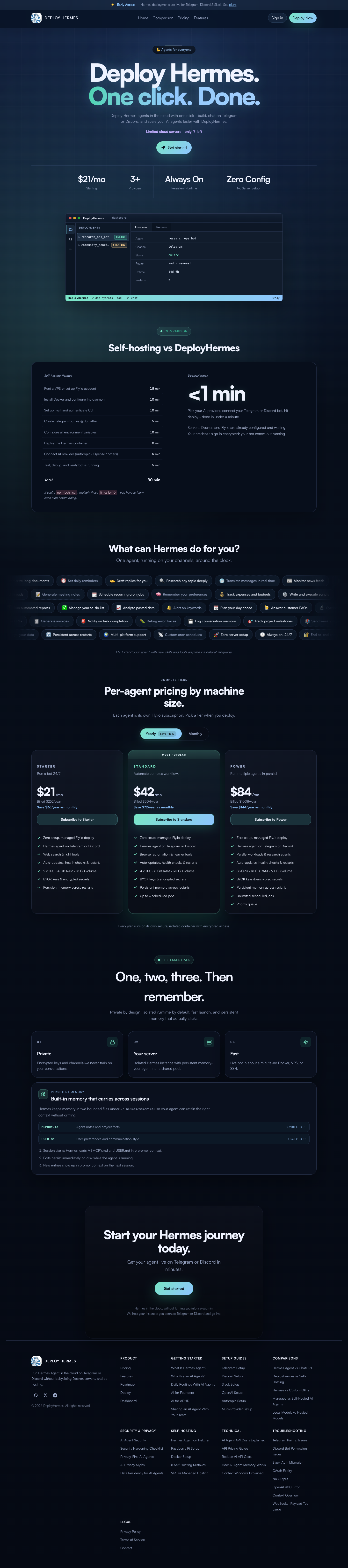 DeployHermes full landing page screenshot