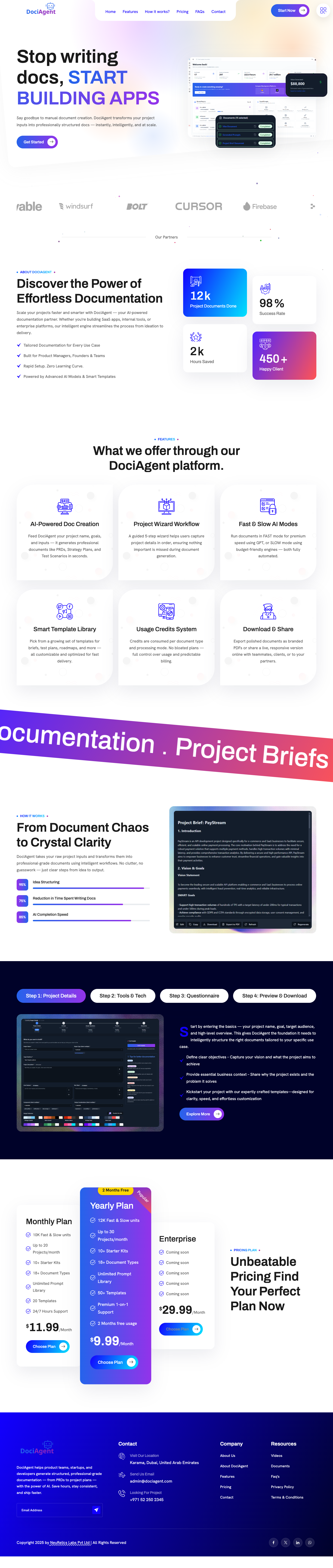 DociAgent full landing page screenshot