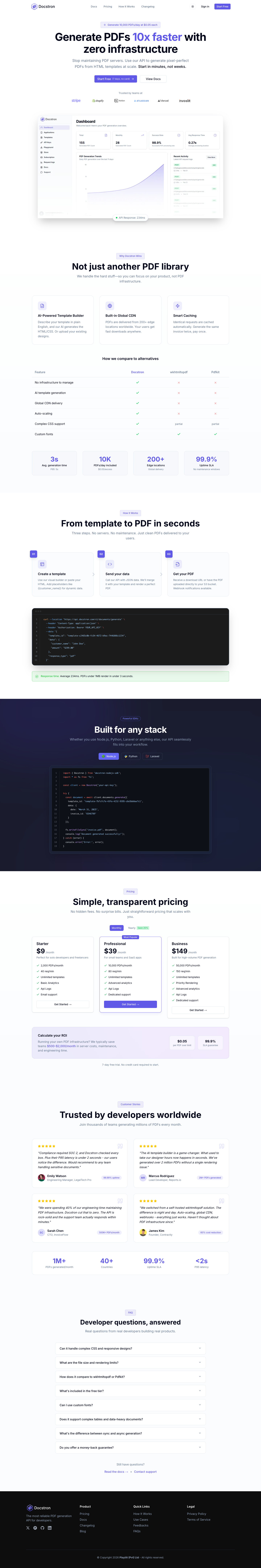 Docstron full landing page screenshot