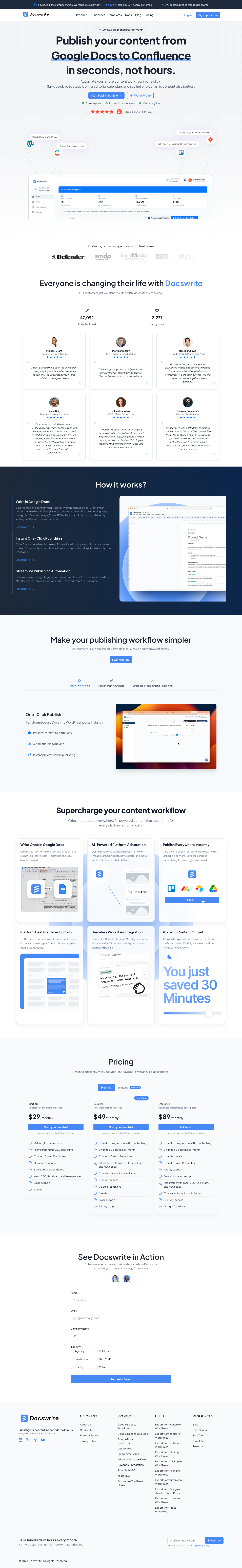 Docswrite full landing page screenshot