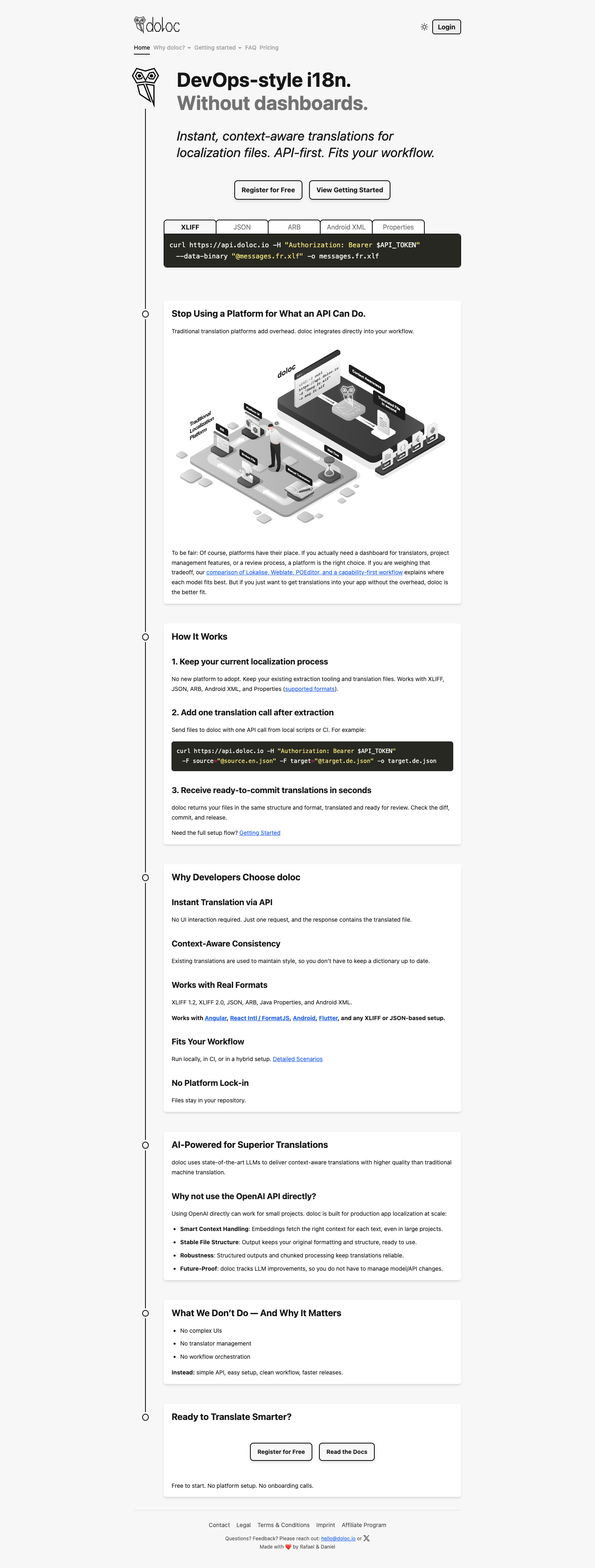 doloc full landing page screenshot