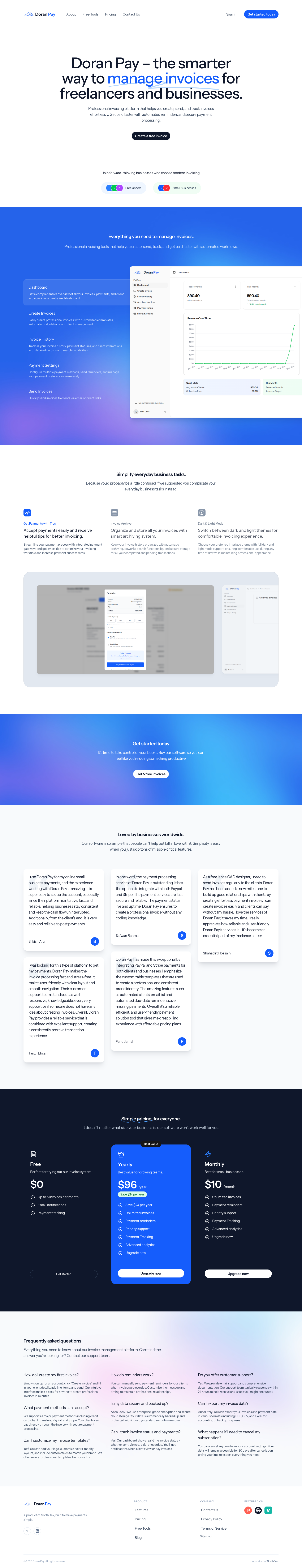 Doran Pay full landing page screenshot