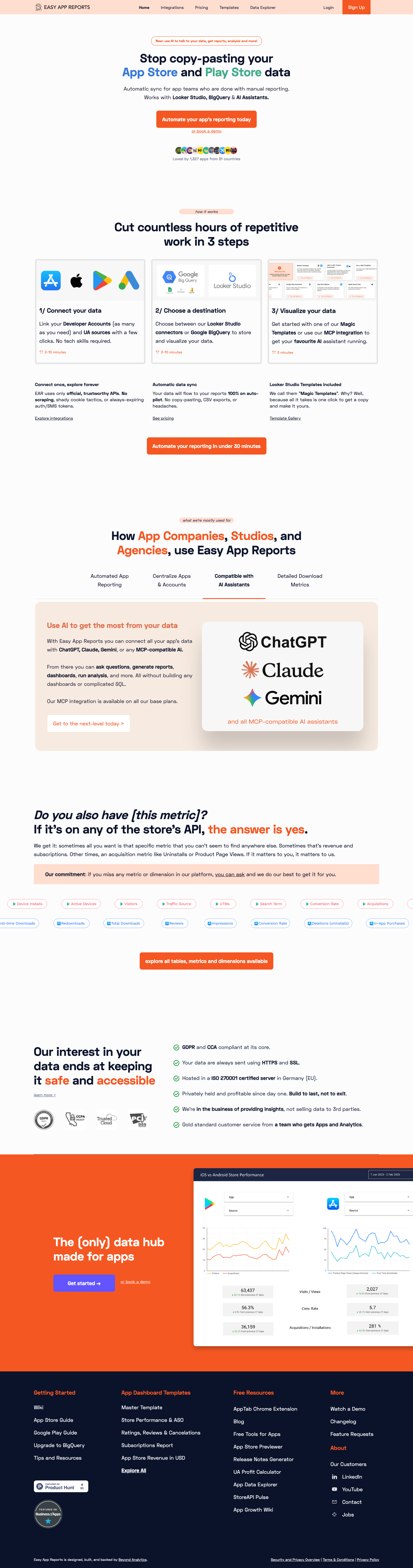 Easy App Reports by Beyond Analytics full landing page screenshot
