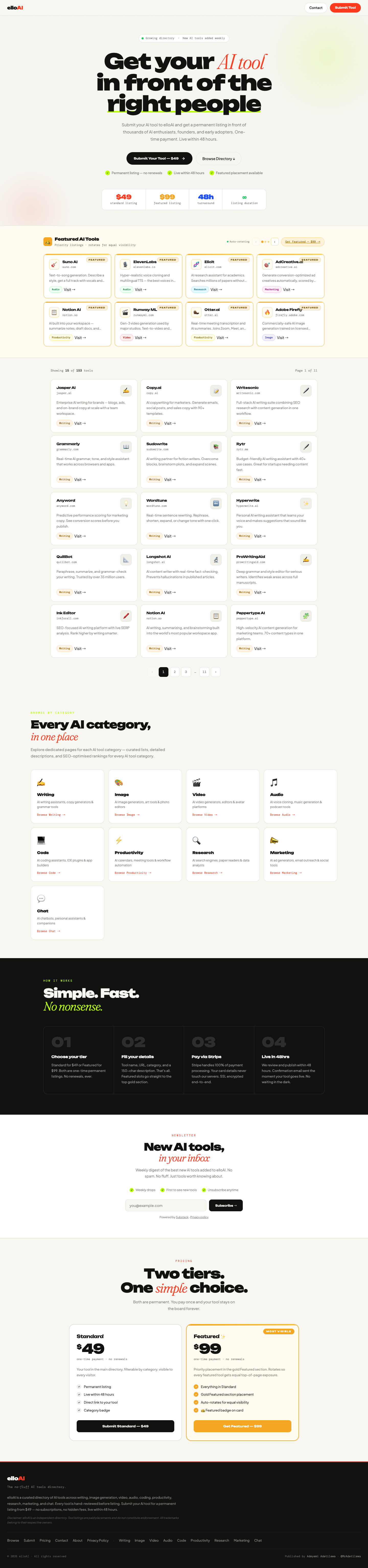 elloAI full landing page screenshot