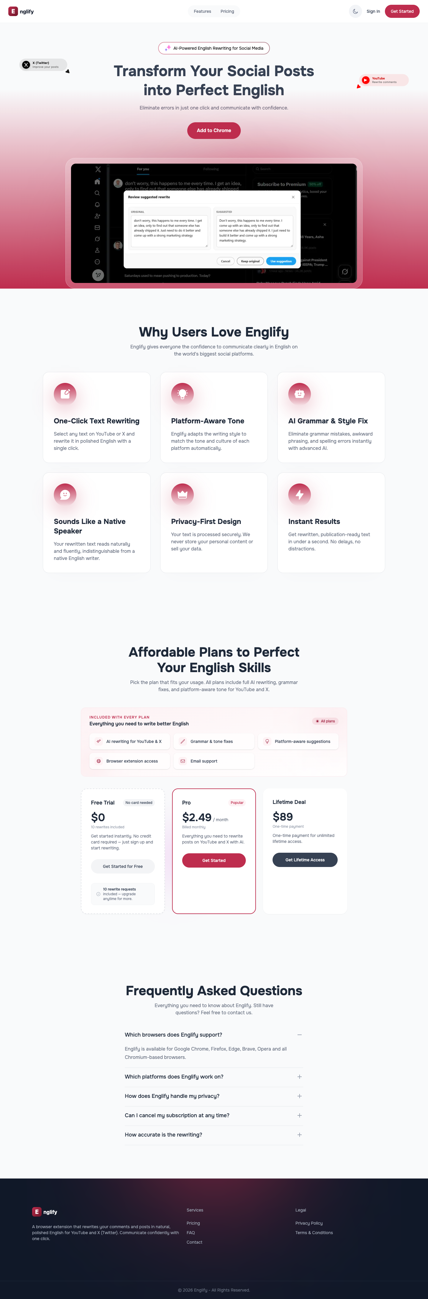 Englify full landing page screenshot