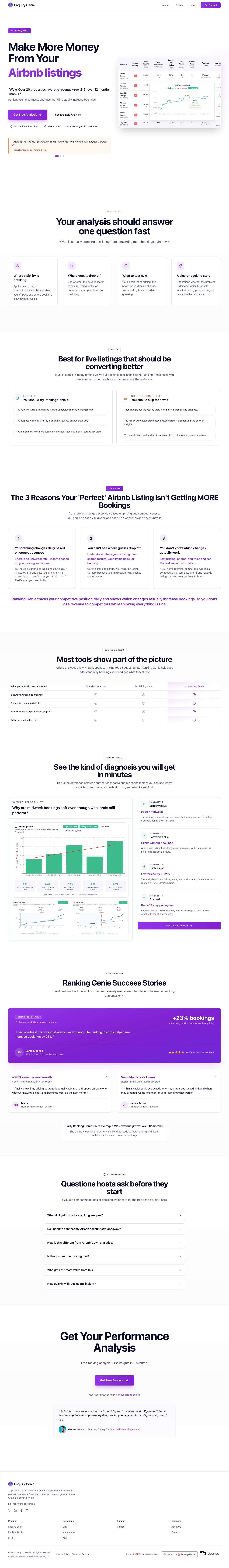 Enquiry Genie full landing page screenshot