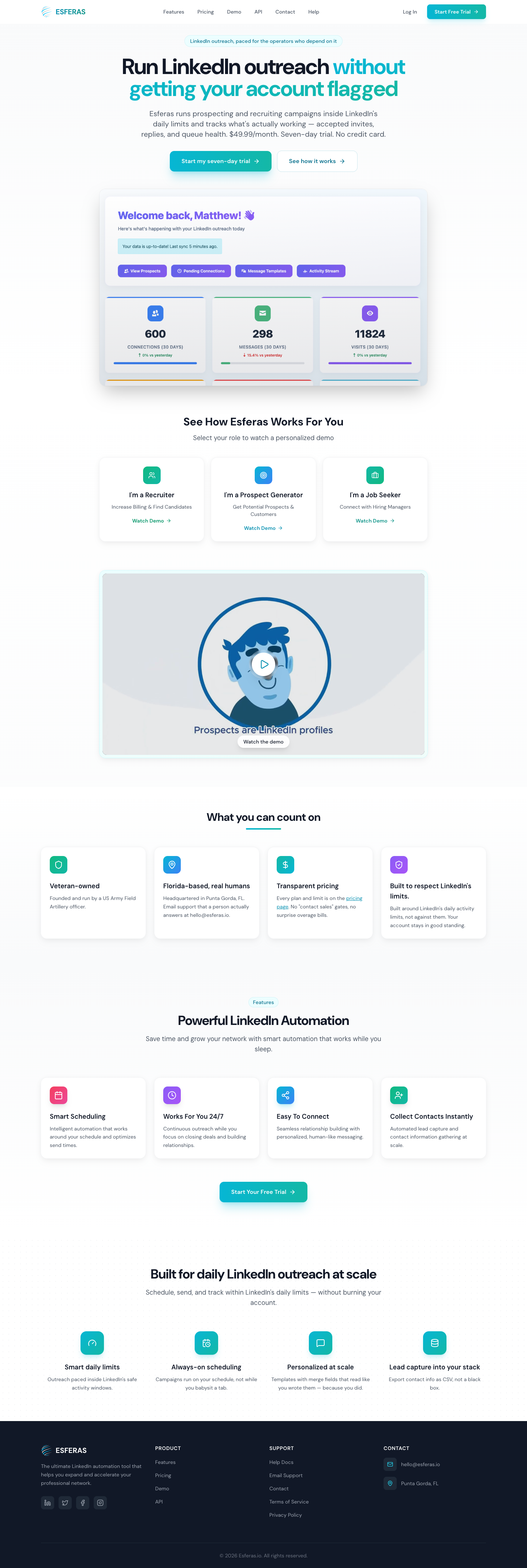 Esferas.io full landing page screenshot