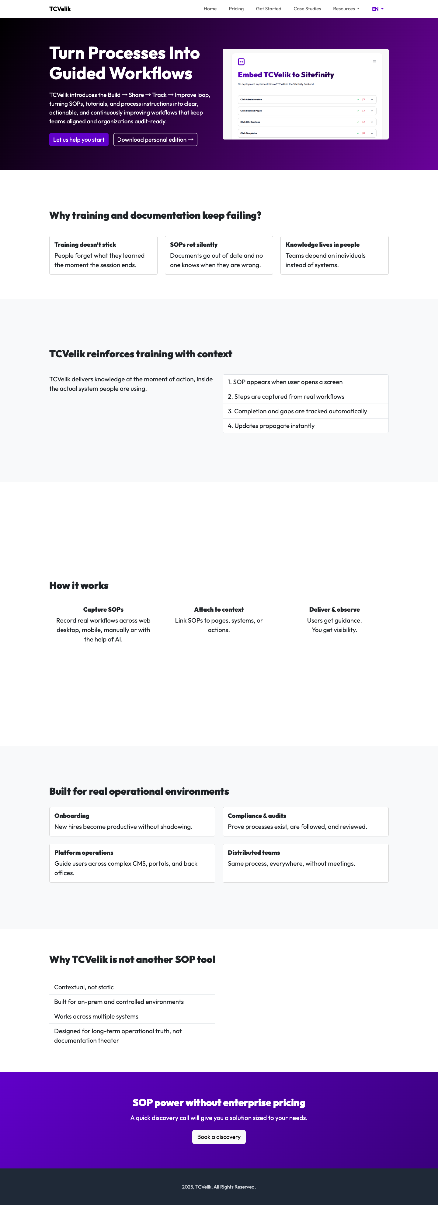 TCVelik full landing page screenshot