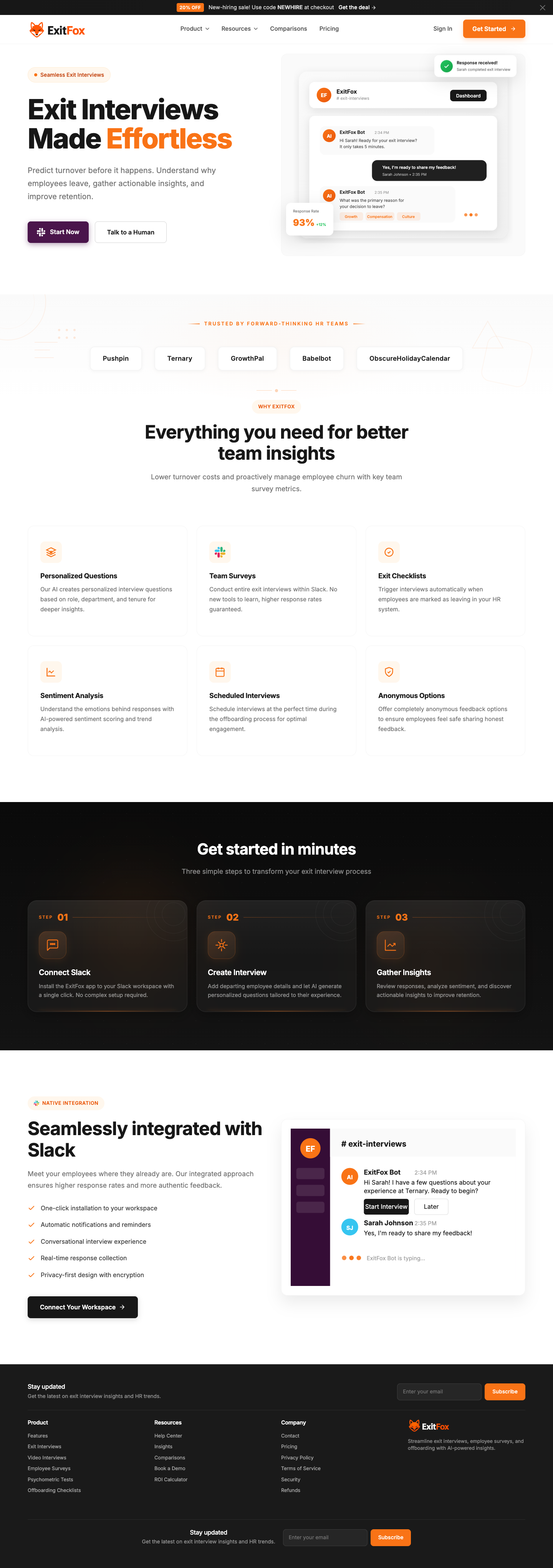 Exitfox full landing page screenshot