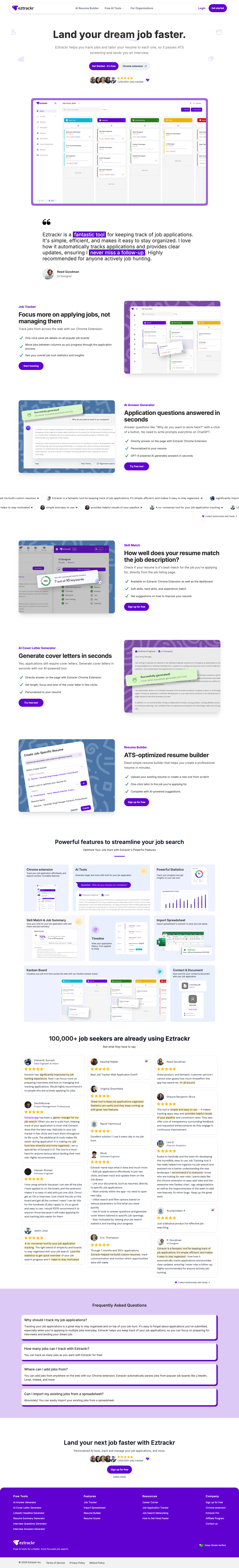 Eztrackr Inc. full landing page screenshot