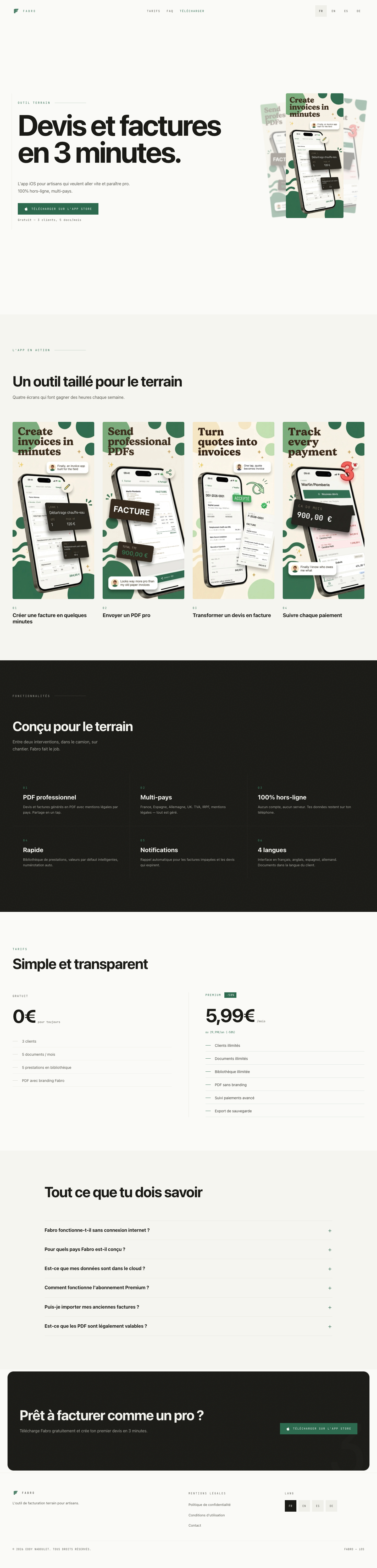 Fabro full landing page screenshot