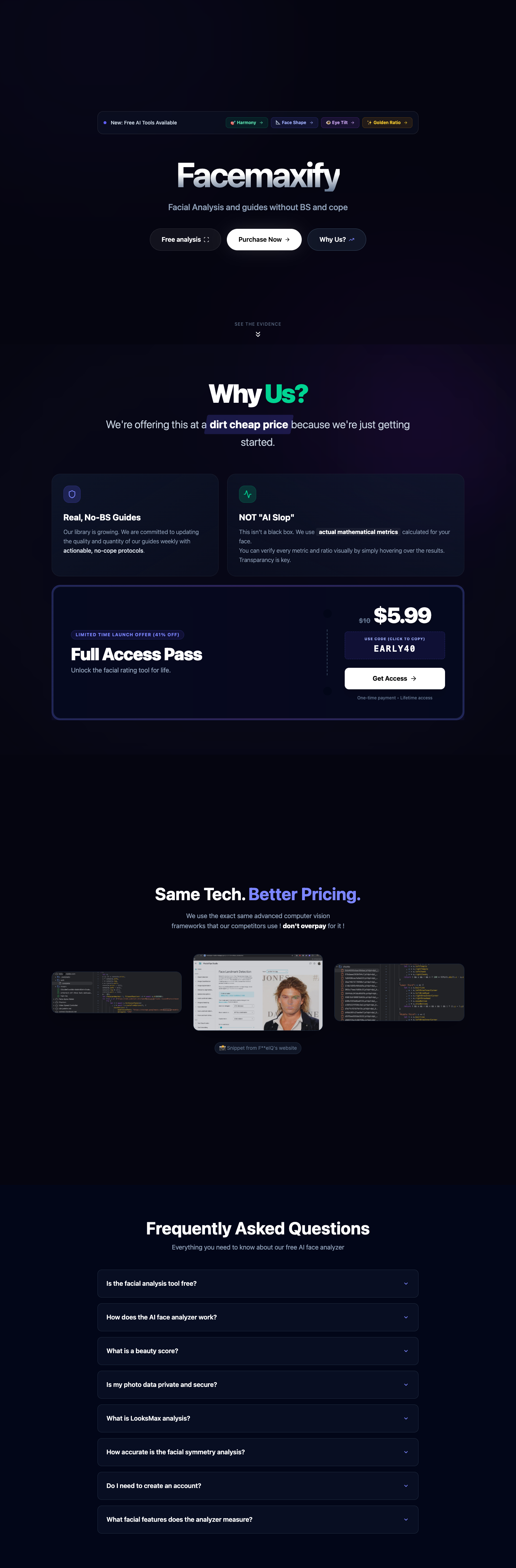 Facemaxify full landing page screenshot