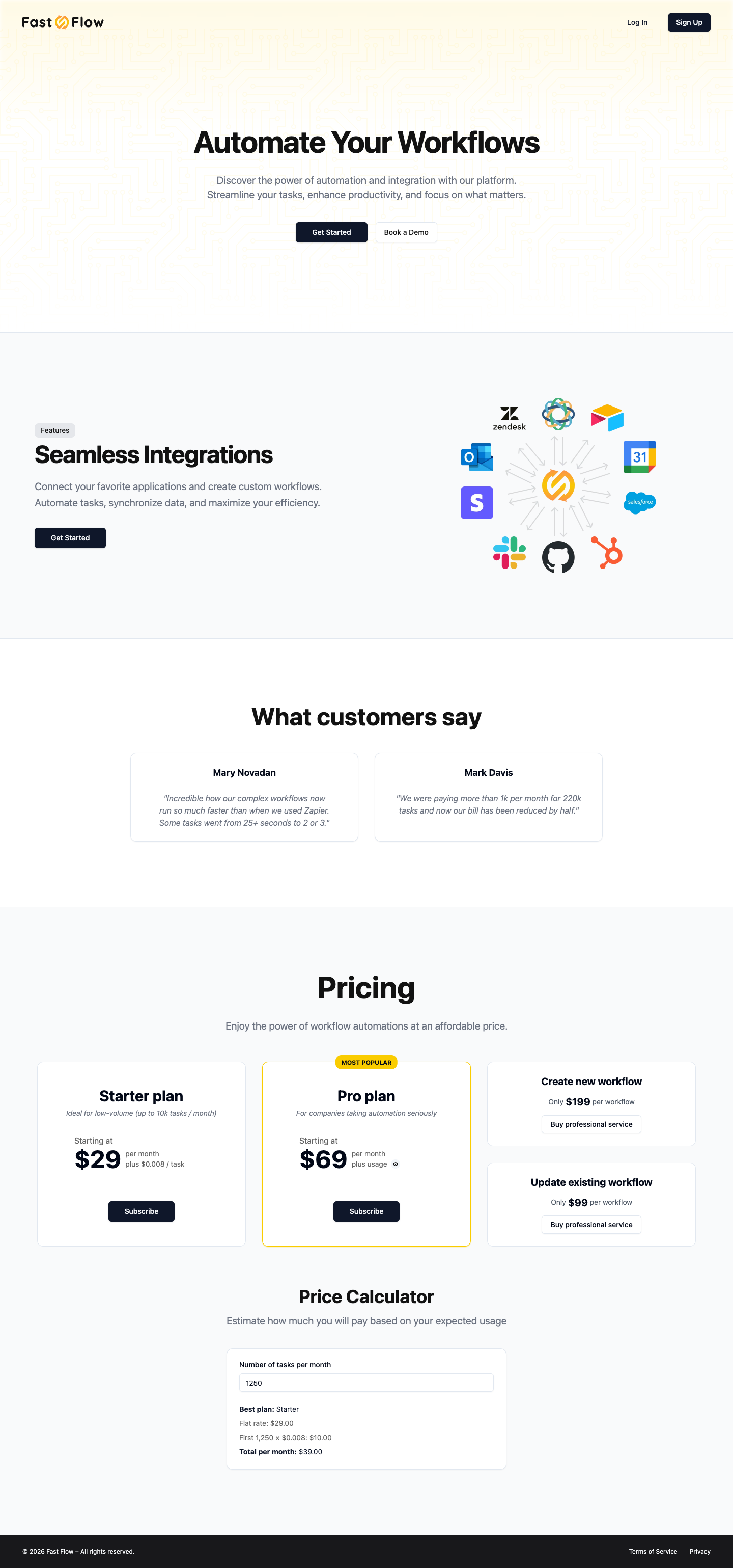 Fast Flow full landing page screenshot