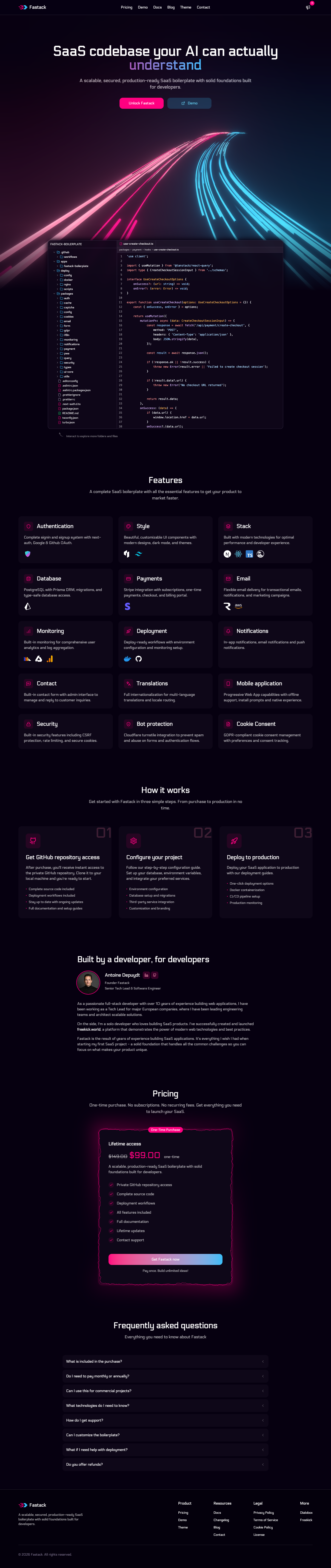 FASTACK full landing page screenshot