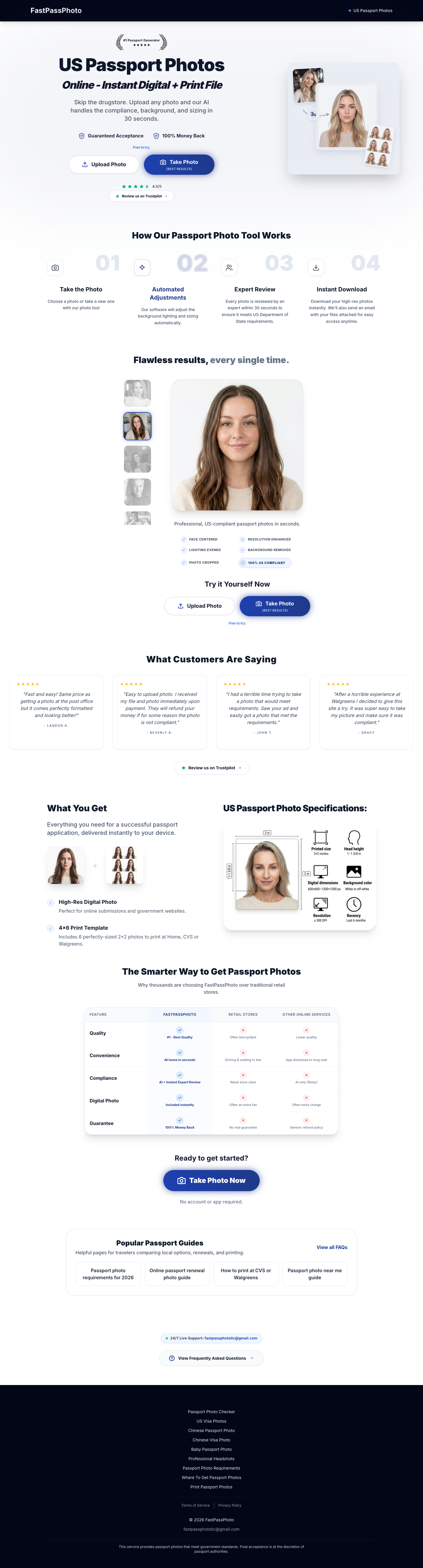 FastPassPhoto full landing page screenshot