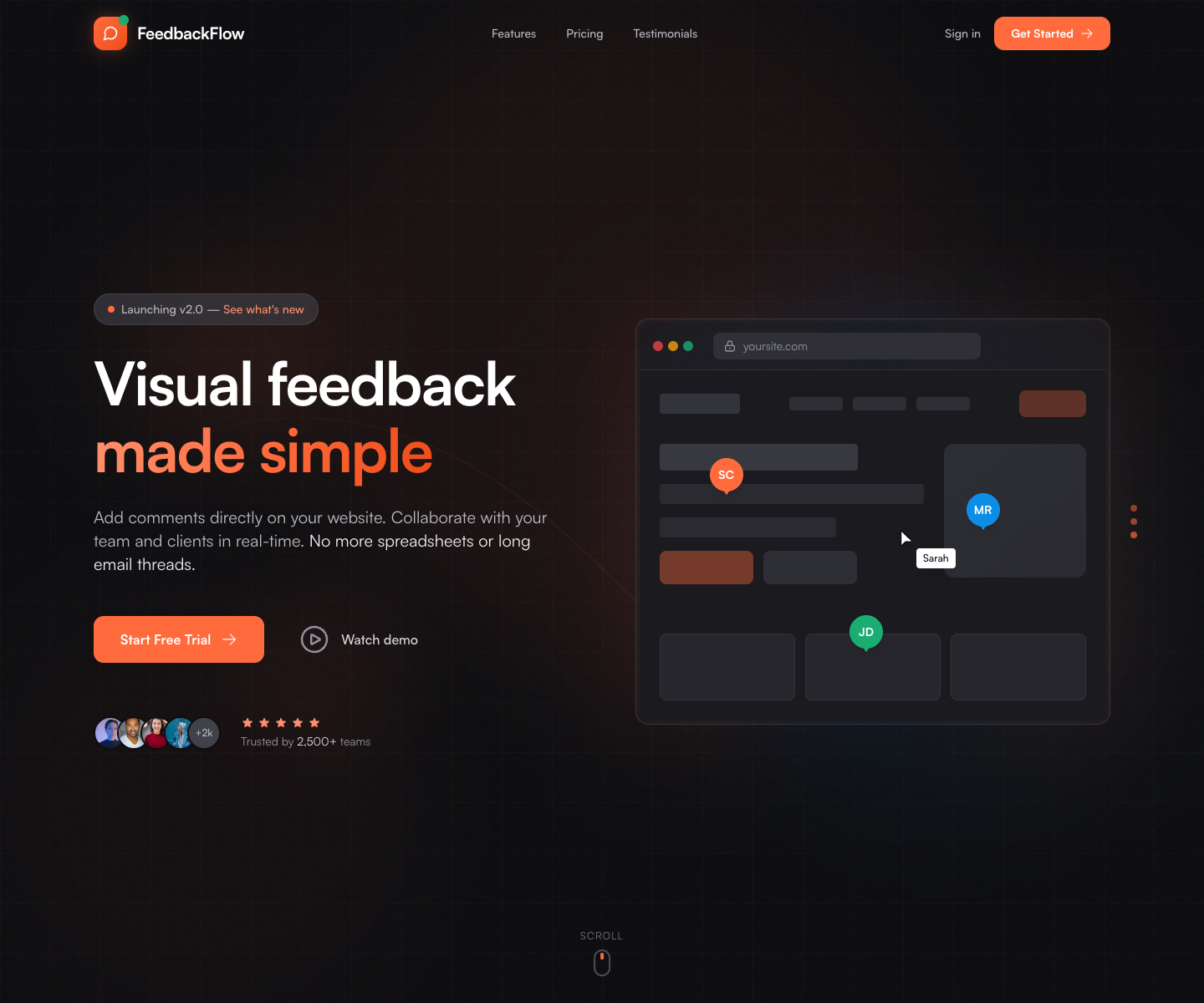 FeedbackFlow full landing page screenshot